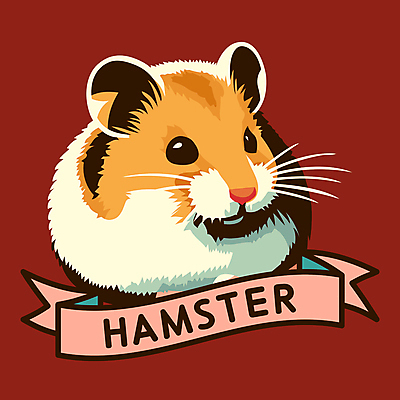 한마리 일러스트 사람없음 갈색 흰색 복고 햄스터 국내일러스트 AI파일 1 컬러 반려동물 설치류 파일형식 벡터