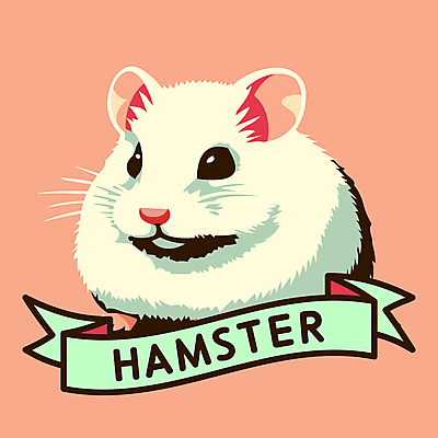 한마리 일러스트 사람없음 흰색 복고 햄스터 코랄 국내일러스트 AI파일 1 컬러 반려동물 설치류 파일형식 벡터