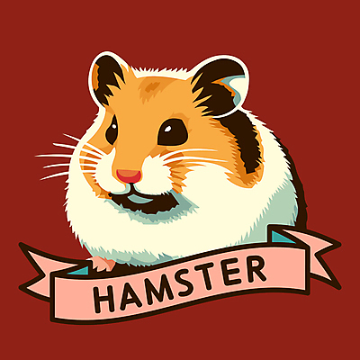 한마리 일러스트 사람없음 갈색 흰색 복고 햄스터 국내일러스트 AI파일 1 컬러 반려동물 설치류 파일형식 벡터