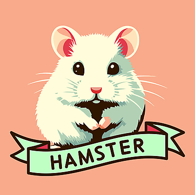 한마리 일러스트 사람없음 흰색 복고 햄스터 코랄 국내일러스트 AI파일 1 컬러 반려동물 설치류 파일형식 벡터
