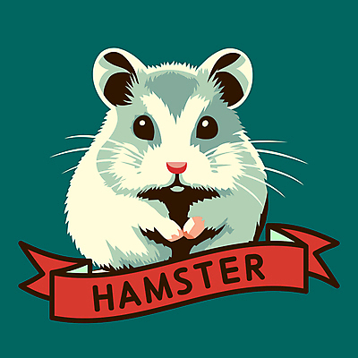 한마리 일러스트 사람없음 복고 청록색 햄스터 국내일러스트 AI파일 1 컬러 반려동물 설치류 파일형식 벡터