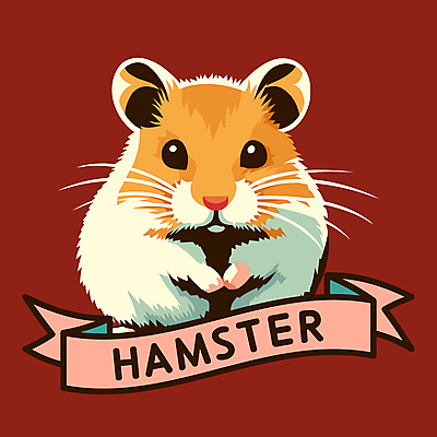 한마리 일러스트 사람없음 갈색 흰색 복고 햄스터 국내일러스트 AI파일 1 컬러 반려동물 설치류 파일형식 벡터