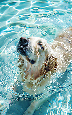 JPG 편집이미지 한마리 행복 반려견 물놀이 수영장 사람없음 여름 수영 리트리버 강아지 편집실사 AI포토 AI콘텐츠 1 계절 감정 놀이 반려동물 수상스포츠 개 CG 파일형식
