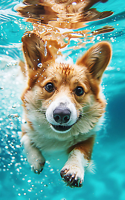 JPG 편집이미지 한마리 행복 반려견 물놀이 수영장 사람없음 여름 수영 강아지 웰시코기 편집실사 AI포토 AI콘텐츠 1 계절 감정 놀이 반려동물 수상스포츠 개 CG 파일형식