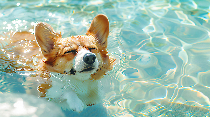 JPG 편집이미지 한마리 행복 반려견 물놀이 수영장 사람없음 여름 수영 강아지 웰시코기 편집실사 AI포토 AI콘텐츠 1 계절 감정 놀이 반려동물 수상스포츠 개 CG 파일형식