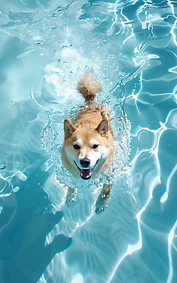 JPG 편집이미지 한마리 행복 반려견 물놀이 수영장 사람없음 여름 수영 강아지 시바견 편집실사 AI포토 AI콘텐츠 1 계절 감정 놀이 반려동물 수상스포츠 개 CG 파일형식