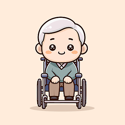 전신 할아버지 노년 남자 행복 일러스트 한명 웃음 앉기 휠체어 베이지색 노화 노인남자한명만 국내일러스트 AI파일 1 감정 컬러 컨셉 모션 표정 사람 성인 남자한명만 노인남자만 파일형식 벡터