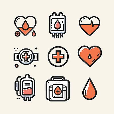 아이콘 사람없음 하트 혈액 맥박 헌혈 심전도 진찰가방 혈액주머니 2D아이콘 AI파일 모양 캠페인 의학 진료 봉사 파일형식 벡터