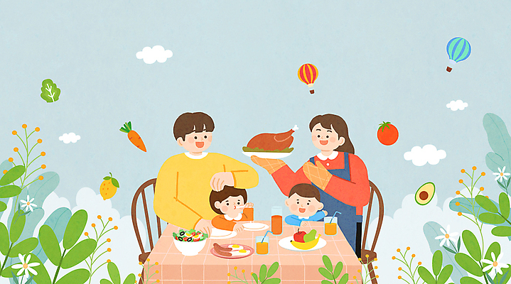 전신 PSD 구름 접시 여자 남자 꽃 음료 어린이 음식 토마토 의자 일러스트 식탁 하늘 엄마 소녀 소년 여러명 성인 계란 식사 닭고기 당근 샐러드 식탁보 열기구 풀잎 아빠 레몬 즐거움 아보카도 국내일러스트 자연요소 식물 식기 감정 가구 다수 잎 채소 과일 가족 항공교통 탁자 뿌리채소 육류 사람 알 풀_식물 파일형식