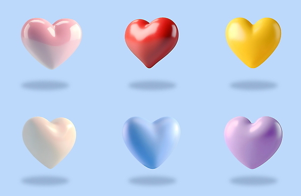 PSD 아이콘 화이트데이 발렌타인데이 그림자 사랑 사람없음 세트 3D아이콘 컬러풀 3D 여러개 하트 디지털합성 모양 감정 컬러 다수 데이이벤트 파일형식