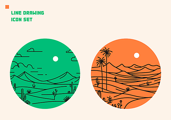 나무 구름 아이콘 자연 선인장 풍경 사람없음 태양 사막 원형 풀 분위기 라인아트 베이지색 2D아이콘 AI파일 자연요소 도형 식물 선 컬러 컨셉 생태계 파일형식 벡터