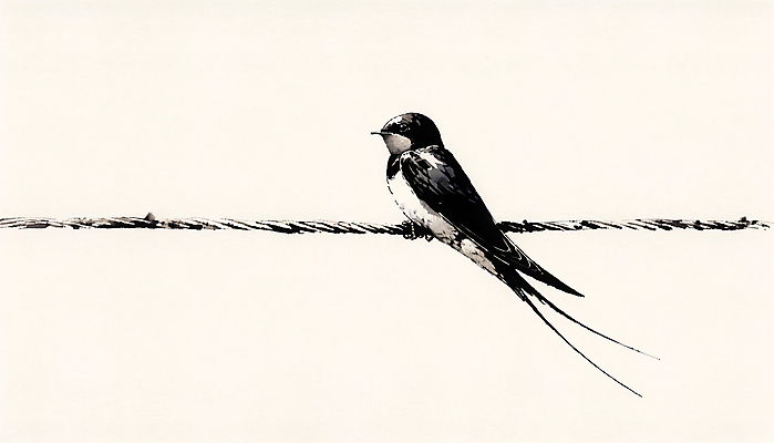 JPG 줄 일러스트 붓터치 수묵화 앉기 사람없음 먹 동양화 번짐 제비 국내일러스트 AI일러스트 AI콘텐츠 모션 조류 서예 미술 파일형식 효과