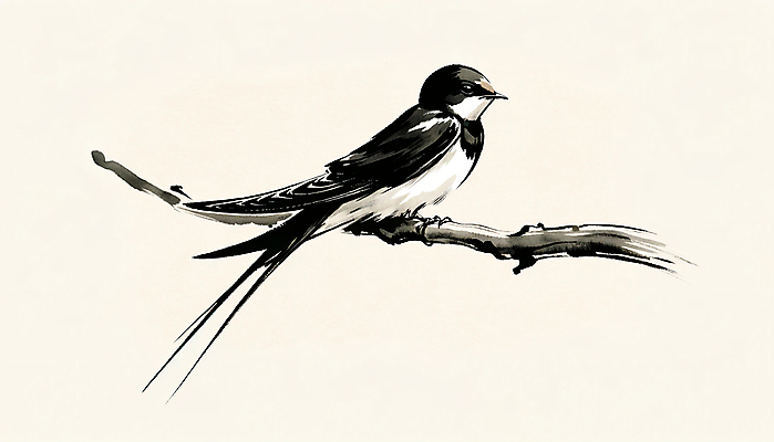 JPG 나무 일러스트 붓터치 수묵화 앉기 사람없음 나뭇가지 먹 동양화 번짐 제비 국내일러스트 AI일러스트 AI콘텐츠 식물 모션 조류 서예 미술 파일형식 효과