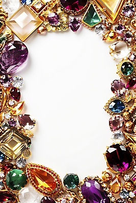 JPG 편집이미지 프레임 사람없음 장식 컬러풀 화려 보석 보물 큐빅 귀중품 카피스페이스 편집실사 AI포토 AI콘텐츠 컬러 컨셉 공백 광석 CG 오브젝트 파일형식