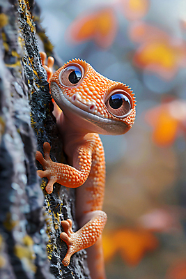JPG 나무 편집이미지 사람없음 햇빛 귀여움 주황색 숲 디지털합성 도마뱀 이미지편집 편집실사 AI컴퓨터그래픽 AI콘텐츠 식물 컬러 컨셉 파충류 태양 CG 파일형식