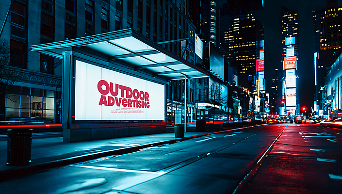 PSD 편집이미지 타이포그라피 사람없음 건물 스크린 도시 버스정류장 야간 옥외간판 옥외광고 목업 카피스페이스 이미지편집 자연요소 문자 건축물 간판 공백 역 파일형식