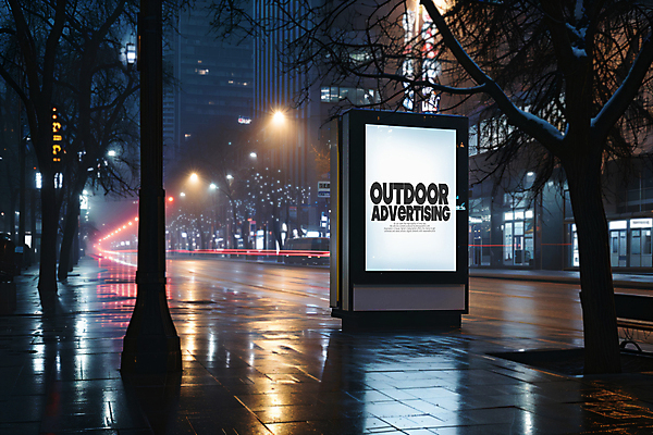 PSD 나무 편집이미지 가로등 타이포그라피 사람없음 건물 3D 스크린 야간 보케 옥외간판 옥외광고 목업 카피스페이스 이미지편집 편집3D 자연요소 식물 문자 건축물 공공시설 간판 공백 디지털합성 파일형식