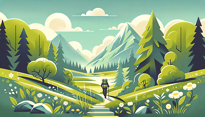 전신 PSD 나무 구름 남자 꽃 가방 일러스트 하늘 산 아웃도어 한명 성인 초록색 봄풍경 하이킹 풀잎 분위기 등산객 등산복 등산스틱 성인남자한명만 국내일러스트 자연요소 식물 1 잡화 옷 컬러 컨셉 잎 레저 사람 풍경 봄 등산 풀_식물 등산용품 남자한명만 성인남자만 파일형식