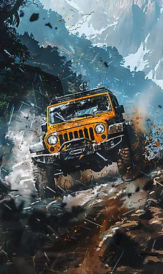 JPG 나무 일러스트 자동차 수채화 산 사람없음 컬러풀 드라이브 거친 산길 오프로드 국내일러스트 AI일러스트 AI콘텐츠 식물 길 육상교통 컬러 운전 파일형식