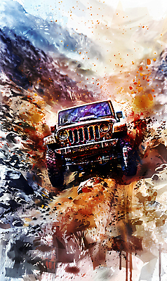 JPG 일러스트 자동차 수채화 산 사람없음 컬러풀 드라이브 거친 산길 오프로드 국내일러스트 AI일러스트 AI콘텐츠 길 육상교통 컬러 운전 파일형식