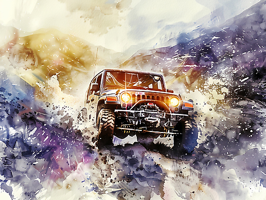 JPG 일러스트 자동차 수채화 산 사람없음 컬러풀 드라이브 거친 산길 오프로드 국내일러스트 AI일러스트 AI콘텐츠 길 육상교통 컬러 운전 파일형식