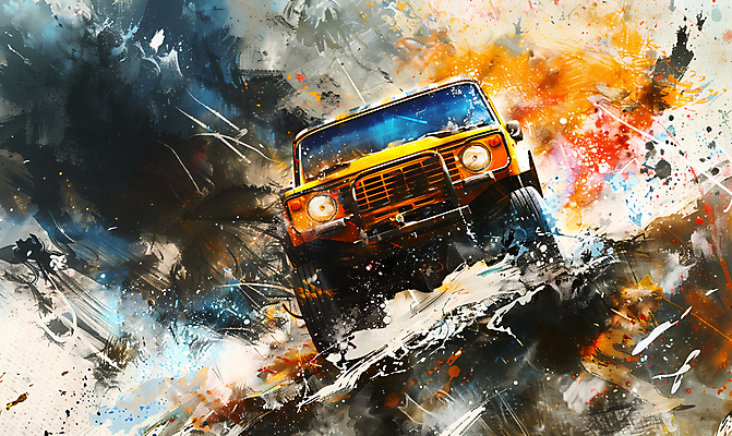 JPG 일러스트 자동차 수채화 산 사람없음 컬러풀 드라이브 거친 산길 오프로드 국내일러스트 AI일러스트 AI콘텐츠 길 육상교통 컬러 운전 파일형식