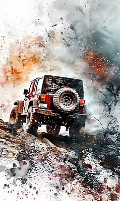 JPG 일러스트 자동차 수채화 산 사람없음 컬러풀 드라이브 거친 산길 오프로드 국내일러스트 AI일러스트 AI콘텐츠 길 육상교통 컬러 운전 파일형식