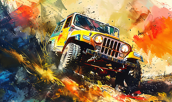 JPG 일러스트 자동차 수채화 산 사람없음 컬러풀 드라이브 거친 산길 오프로드 국내일러스트 AI일러스트 AI콘텐츠 길 육상교통 컬러 운전 파일형식