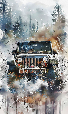 JPG 나무 일러스트 자동차 수채화 산 사람없음 컬러풀 드라이브 거친 산길 오프로드 국내일러스트 AI일러스트 AI콘텐츠 식물 길 육상교통 컬러 운전 파일형식