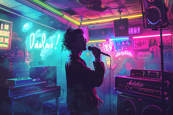 JPG 여자 음향기기 일러스트 노래 조명 한명 상반신 성인 선글라스 보라색 스피커 가수 화려 마이크 즐거움 네온 성인여자한명만 국내일러스트 AI일러스트 AI콘텐츠 1 감정 안경 음악 컬러 컨셉 사람 전자제품 음악가 여자한명만 성인여자만 파일형식