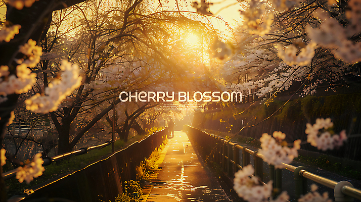 PSD 편집이미지 길 사람없음 노을 봄 벚꽃 꽃길 이미지편집 자연요소 계절 꽃 파일형식