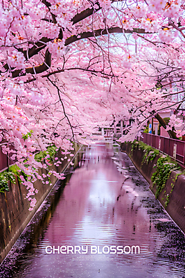 PSD 편집이미지 길 사람없음 강 봄 벚꽃 꽃길 이미지편집 계절 꽃 파일형식