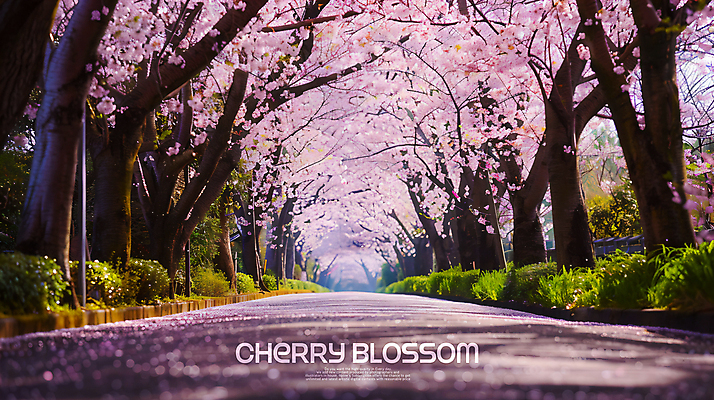 PSD 편집이미지 길 사람없음 봄 벚꽃 꽃길 이미지편집 계절 꽃 파일형식