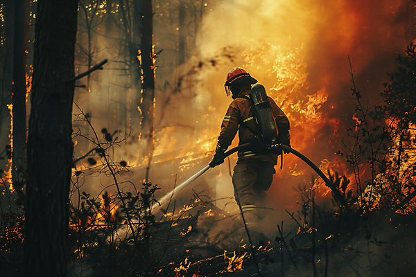 JPG 전신 나무 편집이미지 남자 불 산 한명 상반신 성인 빨간색 물 진화 숲 소방관 자연재해 디지털합성 산불 소방호스 화재진압 성인남자한명만 편집실사 AI인물포토 AI콘텐츠 자연요소 식물 1 컬러 사람 구조원 소방 CG 재해 화재 호스 진압 남자한명만 성인남자만 파일형식 AI포토