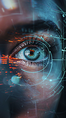 JPG 편집이미지 신체부위 파란색 디지털 스마트 디지털합성 보안 생체인식기술 신분증 홍채인식 이미지편집 편집실사 AI인물포토 AI콘텐츠 컬러 컨셉 기술 안전 사람 CG 증명서 파일형식 AI포토