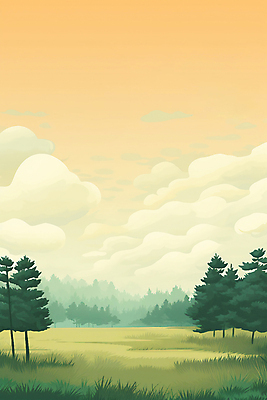 JPG 나무 구름 일러스트 자연 하늘 풍경 초원 사람없음 노을 주황색 고요 오후 국내일러스트 AI일러스트 AI콘텐츠 자연요소 식물 컬러 생태계 파일형식