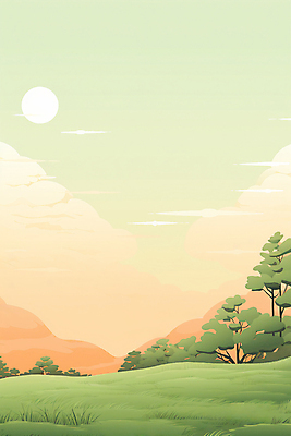 JPG 나무 구름 일러스트 자연 하늘 풍경 초원 사람없음 태양 노을 주황색 고요 오후 국내일러스트 AI일러스트 AI콘텐츠 자연요소 식물 컬러 생태계 파일형식