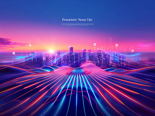 PSD 편집이미지 선 미래 사람없음 그래픽 디지털 보라색 과학기술 도시 네트워크 네온 미래도시 홀로그램 이미지편집 컬러 컨셉 기술 파일형식