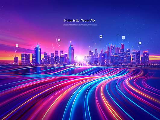 PSD 편집이미지 선 미래 사람없음 그래픽 디지털 보라색 과학기술 도시 네트워크 네온 미래도시 홀로그램 이미지편집 컬러 컨셉 기술 파일형식