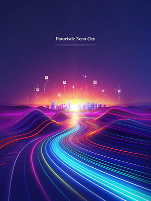 PSD 편집이미지 선 미래 사람없음 그래픽 디지털 보라색 과학기술 도시 네트워크 네온 미래도시 홀로그램 이미지편집 컬러 컨셉 기술 파일형식