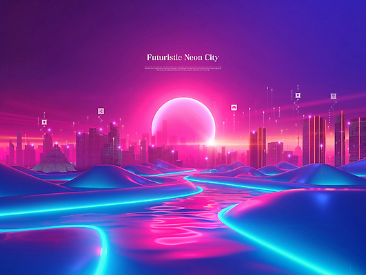 PSD 편집이미지 선 미래 사람없음 그래픽 디지털 보라색 과학기술 도시 원형 네트워크 네온 미래도시 홀로그램 이미지편집 도형 컬러 컨셉 기술 파일형식