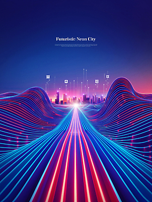 PSD 편집이미지 선 미래 사람없음 그래픽 디지털 보라색 과학기술 도시 네트워크 네온 미래도시 홀로그램 이미지편집 컬러 컨셉 기술 파일형식