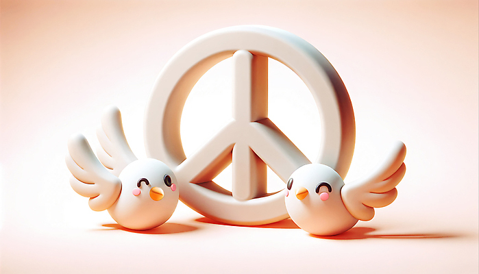 JPG 편집이미지 그림자 윙크 사람없음 3D 평화 비둘기 전쟁 베이지색 피스마크 편집3D AI컴퓨터그래픽 AI콘텐츠 기호 컬러 컨셉 조류 표정 디지털합성 파일형식