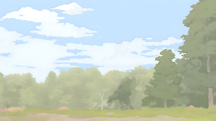 JPG 나무 구름 꽃 일러스트 자연 하늘 풍경 잔디 사람없음 초록색 분위기 숲 카피스페이스 국내일러스트 AI일러스트 AI콘텐츠 자연요소 식물 컬러 컨셉 공백 생태계 파일형식