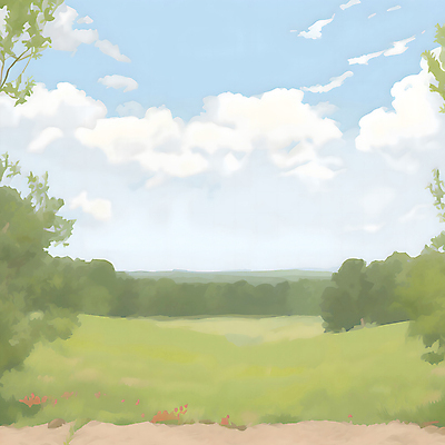 JPG 나무 구름 꽃 일러스트 자연 하늘 풍경 잔디 사람없음 초록색 분위기 숲 카피스페이스 국내일러스트 AI일러스트 AI콘텐츠 자연요소 식물 컬러 컨셉 공백 생태계 파일형식