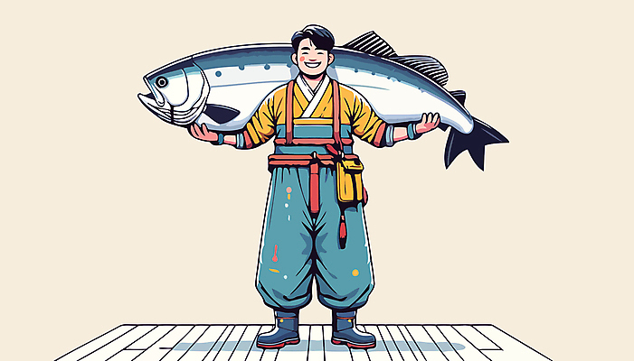 전신 남자 일러스트 낚시 작업복 어류 어업 한명 들기 성인 신선 어부 참치 해산물 디지털합성 낚시꾼 성인남자한명만 편집소스 수산인의날 국내일러스트 AI파일 직업 1 옷 산업 모션 레저 사람 수중동물 남자한명만 성인남자만 파일형식 벡터 법정기념일