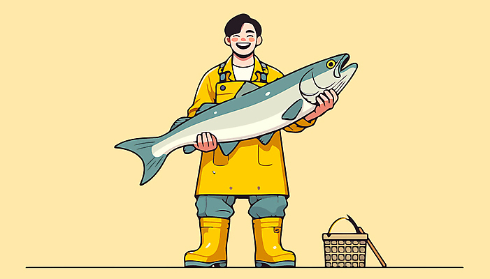 전신 남자 일러스트 낚시 작업복 어류 어업 한명 들기 성인 노란색 바구니 신선 어부 해산물 디지털합성 낚시꾼 성인남자한명만 편집소스 수산인의날 국내일러스트 AI파일 직업 1 옷 산업 컬러 모션 레저 사람 수중동물 남자한명만 성인남자만 파일형식 벡터 법정기념일