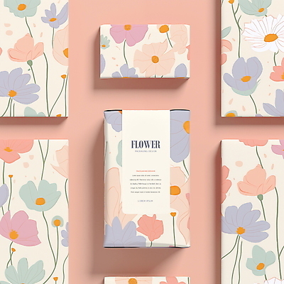 PSD 편집이미지 디자인 분홍색 꽃무늬 선물 사람없음 상자 여러개 우아함 포장지 디지털합성 감성 패키지 목업 편집소스 이미지편집 꽃 컬러 다수 컨셉 무늬 포장 파일형식