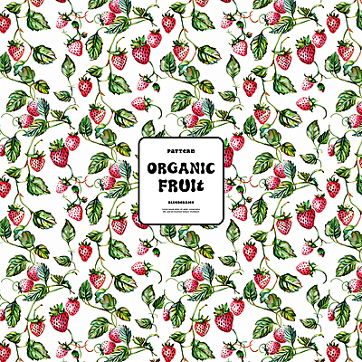 PSD 백그라운드 잎 패턴 일러스트 자연 딸기 사람없음 빨간색 화려 유기농 국내일러스트 식물 웰빙 컬러 컨셉 무늬 과일 생태계 파일형식