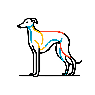 아이콘 선 사람없음 컬러풀 귀여움 심플 그레이하운드 미니멀 2D아이콘 AI파일 컬러 컨셉 하운드 파일형식 벡터